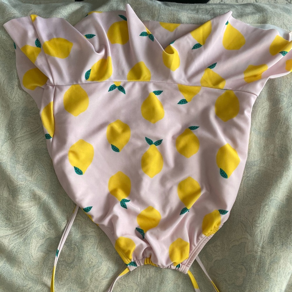 Lime Rikki Swimwear - lemons with pink background